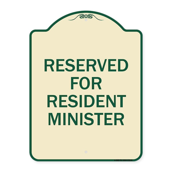 Signmission Reserved for Resident Minister Heavy-Gauge Aluminum Architectural Sign, 24" x 18", TG-1824-23176 A-DES-TG-1824-23176 - main